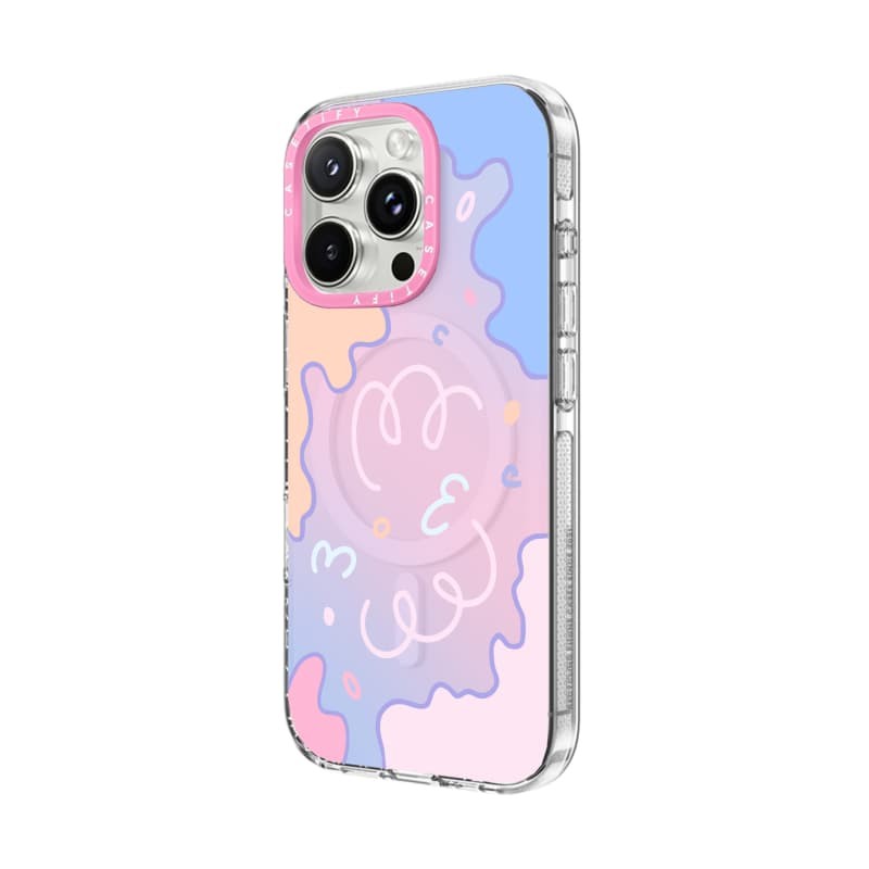 CASECASE X Ốp lưng chuyển màu Pastel trong suốt HỒNG CAMERA RING EDITION Tác động Vỏ hút từ tính trong suốt cho iPhone 16 / 15 / 14 / 13 Pro Max với bao bì cao cấp