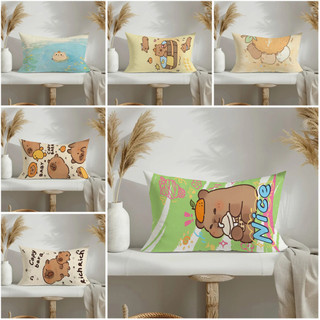 Vỏ gối hình chữ nhật bằng vải Polyester in một mặt dễ thương Capybara Quà tặng trang trí ghế Sofa tại nhà cho bạn bè (Không lõi)