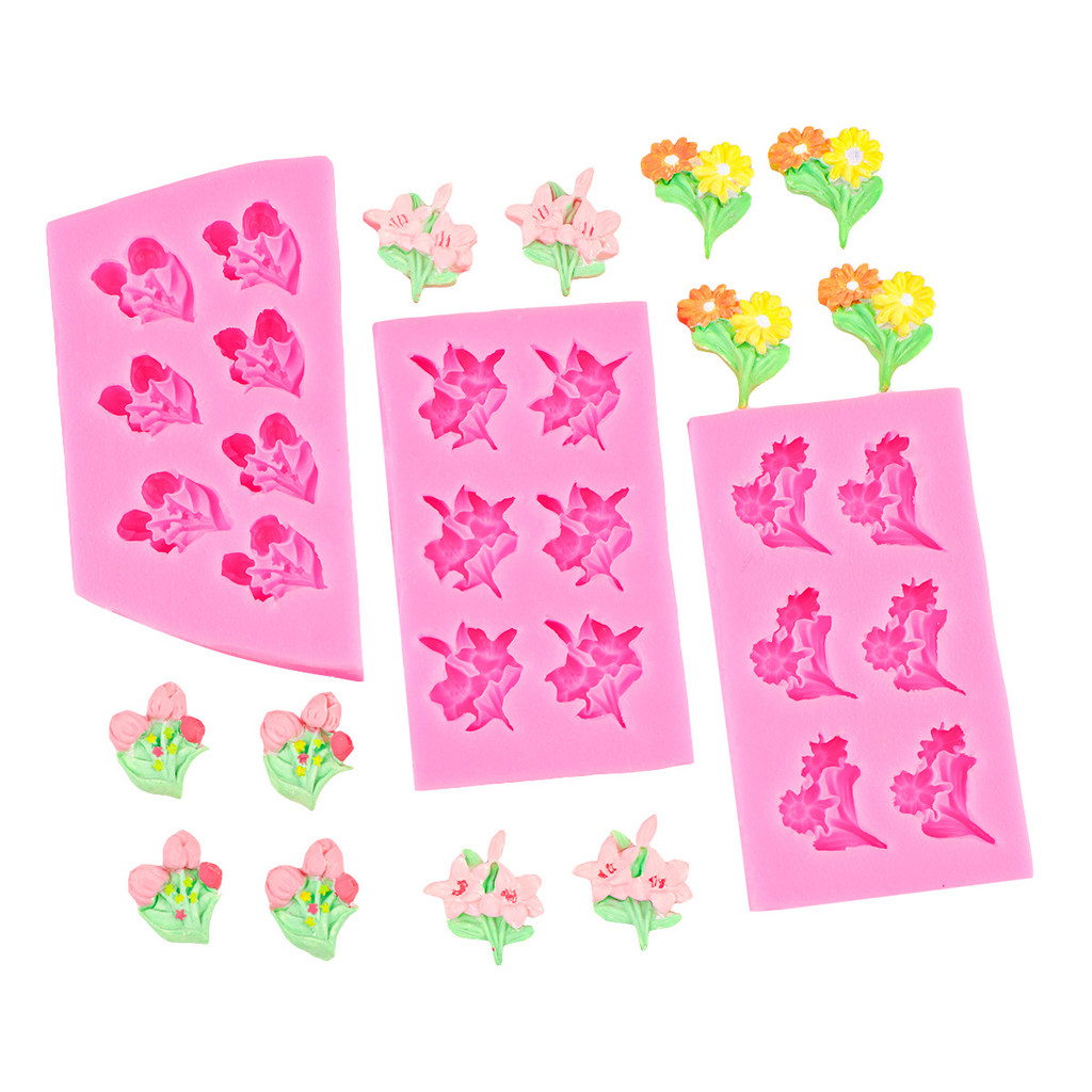 Daisy Lily of the Valley Hoa Mai Đào Hoa Khuôn Silicon DIY Flower Series Chocolate Nướng Bánh Trang Trí Hương Liệu Thạch Cao Nhựa Khuôn