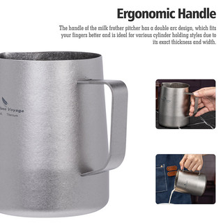 Boundless Voyage Barista Sữa Bình Nhẹ Titan Latte Art Cup có vòi tròn Cà phê tạo bọt Bình hấp