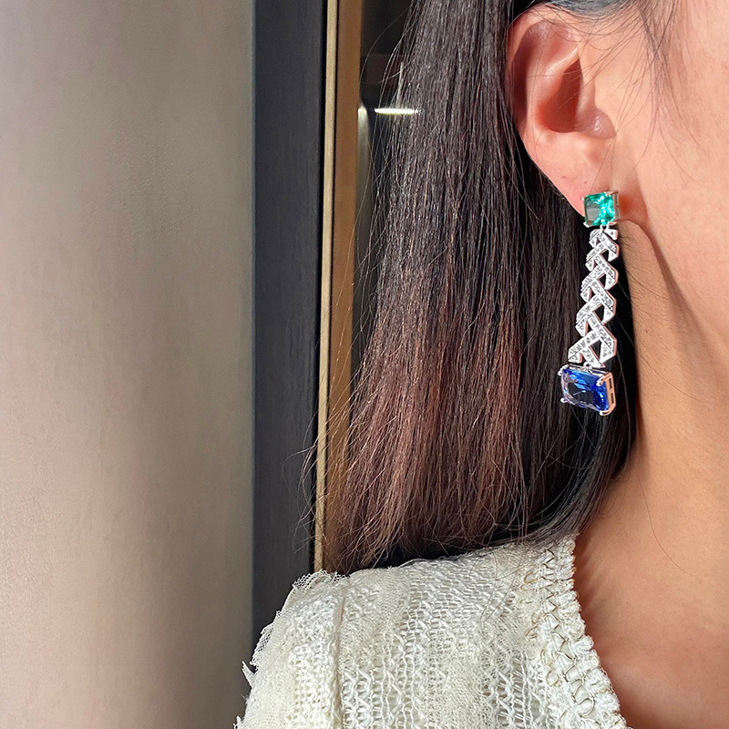 Bông tai dài tua rua hoa thời trang mới Ngọc trai Zircon