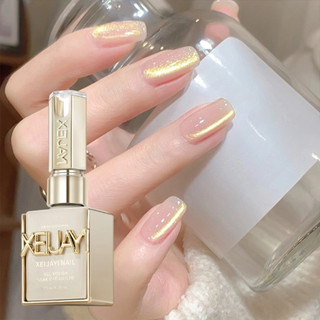 XEIJAYI Gel làm móng mắt mèo vàng ánh sáng cao, keo dán móng nghệ thuật cho tiệm
