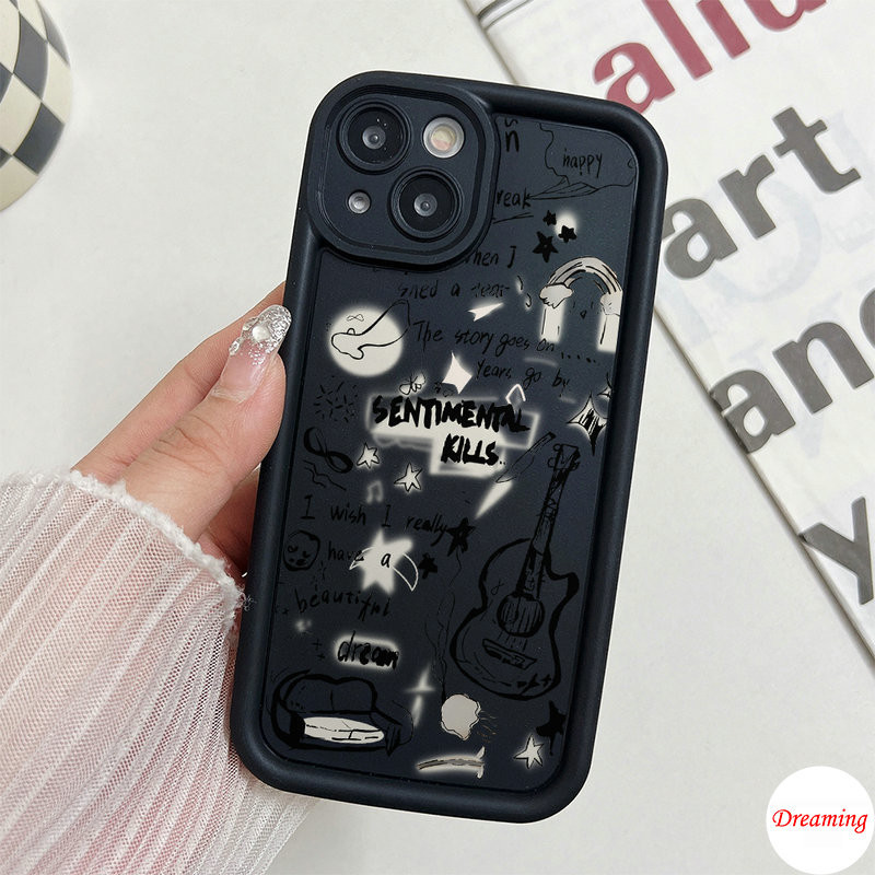 Ốp Lưng Cho Samsung Galaxy A06 A05 A04 A03 A02 A17 A16 A15 A14 A13 A12 A26 A25 A24 A23 A22 A20 A36 A35 A34 A33 A32 Chống Rơi Thiên Thần Mắt Thiết Kế Họa Tiết Đen Trắng Sáng Tạo Đàn Guitar