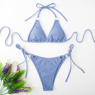 Đồ Bơi Nữ Màu Kẹo Đan Dây Hai Mảnh Bikini Đồ Bơi