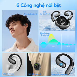 Tai nghe không dây Bluetooth Goojodoq cảm ứng AI Smart OWS Bluetooth 5.4 Hộp sạc kim loại