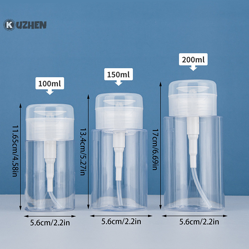 Kuzhen 100 / 150 / 200ml Du Lịch Di Động Chai Có Thể Đổ Lại Nhựa Trống Sơn Móng Tay Tẩy Chất Lỏng Báo Chí Bơm Chai Nóng