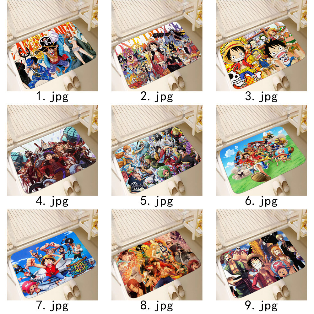 Anime Nhật Bản ONE PIECE Thảm Cửa Chống Trơn Trượt Tấm Lót Phòng Tắm Tắm Thảm Chống Trơn Trượt Thảm Trang Trí Nhà Cửa (60x40cm)