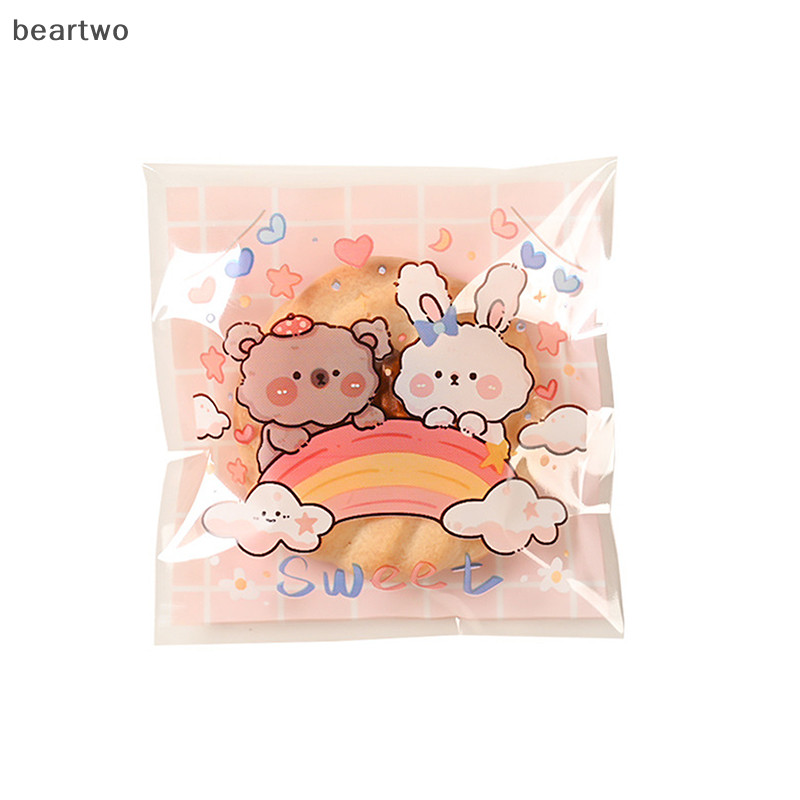 < Beartwo > 100 Cái / lốc Túi Nhựa Và Kẹo Hoạt Hình Túi Quà Tặng Tự Dính Cho Đồ Dùng Tiệc Cưới Túi Bao Bì Bánh Quy Đẹp