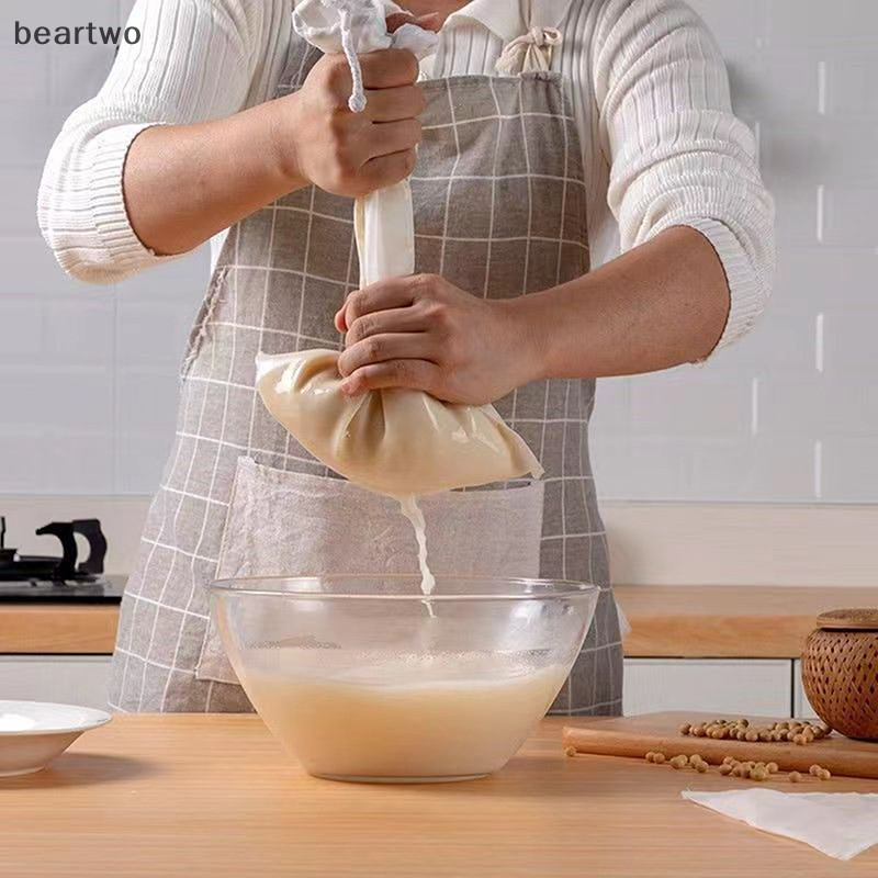 < Beartwo > Túi lọc sữa đậu nành 100 lưới Túi lọc mịn có thể tái sử dụng Nước ép cà phê Đậu nành Dây rút sữa Túi lọc tại nhà Máy lọc thực phẩm nhà bếp Đẹp