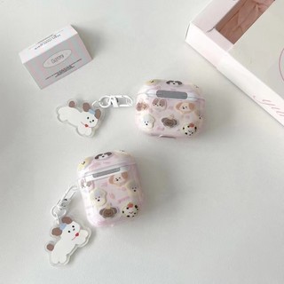 Vỏ TPU mềm chó hoạt hình màu hồng cho AirPods 1/2/3/Pro/Pro 2