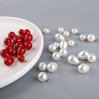 Nhẫn giả ngọc trai giọt nước đỏ, DIY handmade trang sức bông tai và vòng cổ