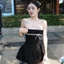 Đầm Ống Cúp nguc Viền Ren Đính Nơ D128