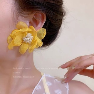 Siêu Cổ Tích Dopamine Gạc Bông Tai Hoa Nữ Thời Trang Mùa Hè Phong Cách Ngày Lễ Bông Tai Bông Tai