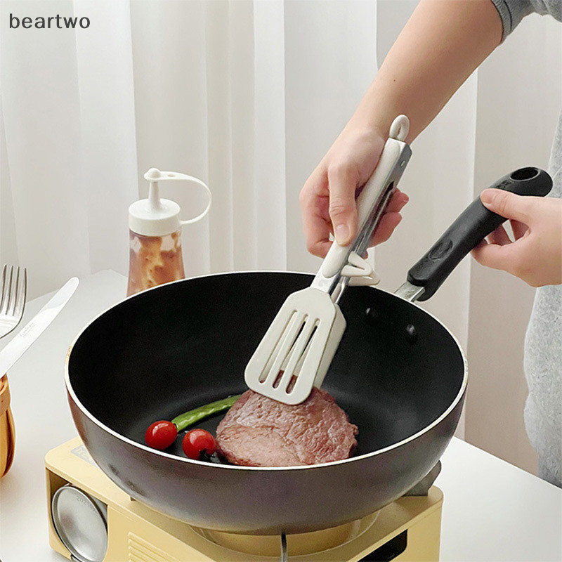< Beartwo > Kẹp thực phẩm bằng thép không gỉ Kẹp bếp bằng silicon chống trượt Kẹp nấu ăn Bbq Dụng cụ Salad nướng Phụ kiện nhà bếp Đẹp