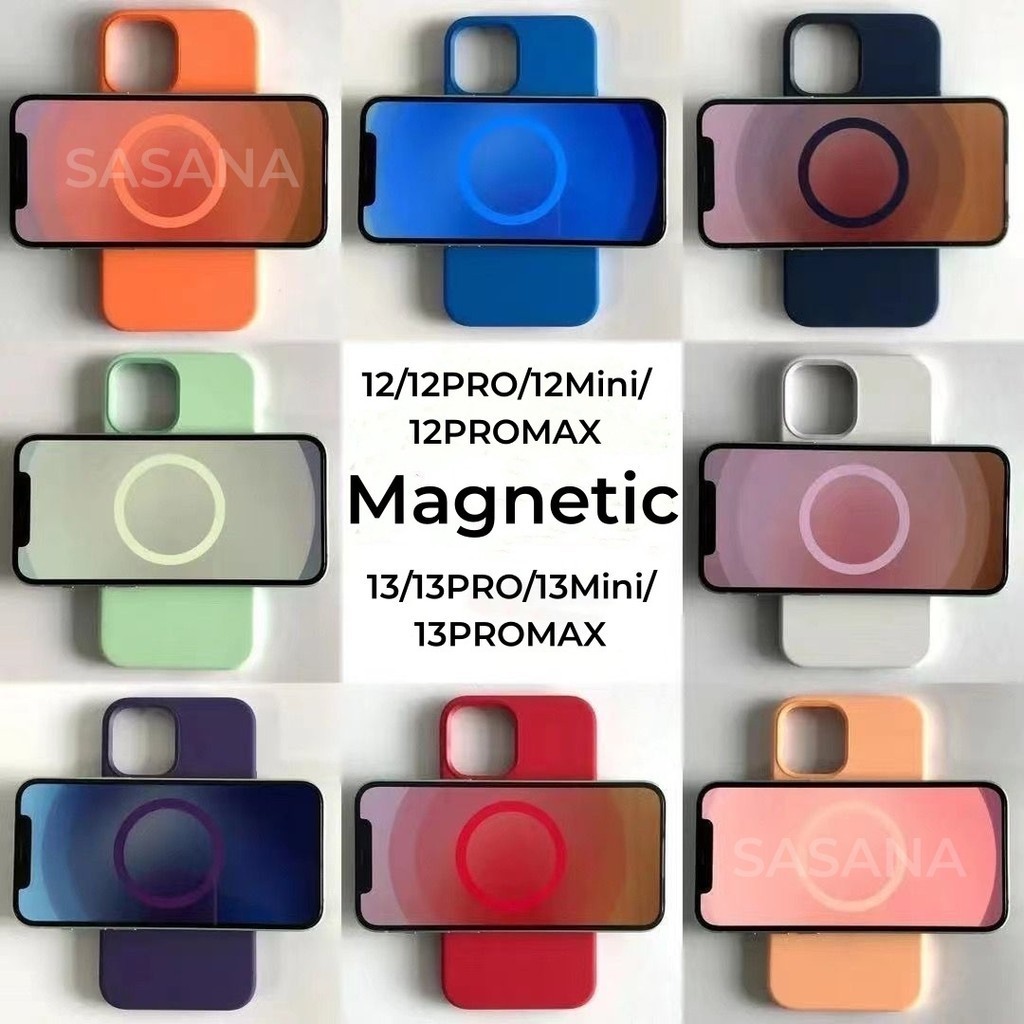 (Chính thức 1: 1) Silicon lỏng từ tính cho iphone 12 / 13 / Promax / pro / mini / Vỏ điện thoại chất lượng cao Bật lên hoạt hình