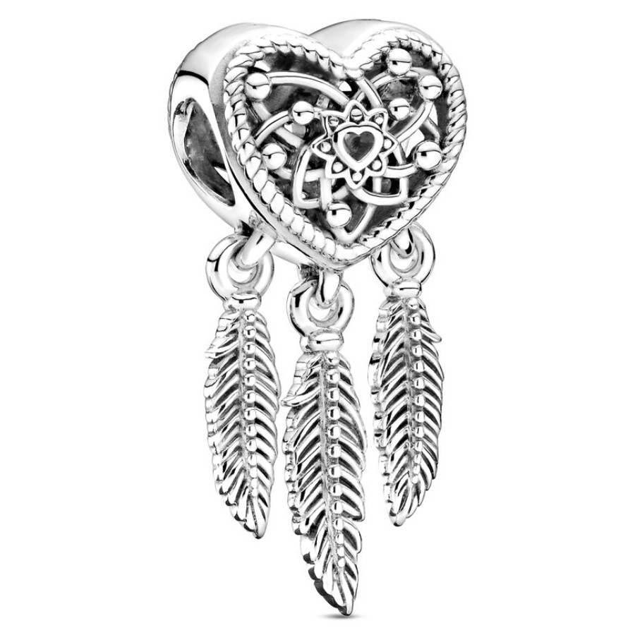 Màu Bạc Dreamcatcher Lưới Quyến Rũ Hạt Tình Yêu Dream Catcher Mặt Dây Chuyền Quyến Rũ Phụ Kiện Trang Sức
