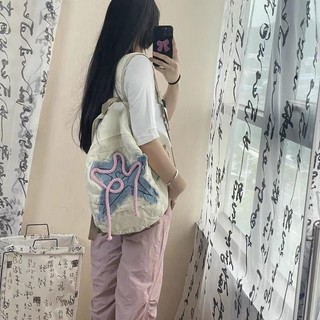 Ba lô Denim hình ngôi sao cổ điển của Mỹ Y2k