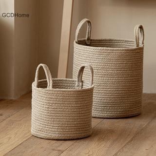 Gcdhome Nhà Tổ Chức Và Bảo Quản Trẻ Em Giỏ Chứa Đồ Cotton Dây Dệt Giỏ Giặt Đồ Lặt Lặt Lặt Sắp Xếp HOT