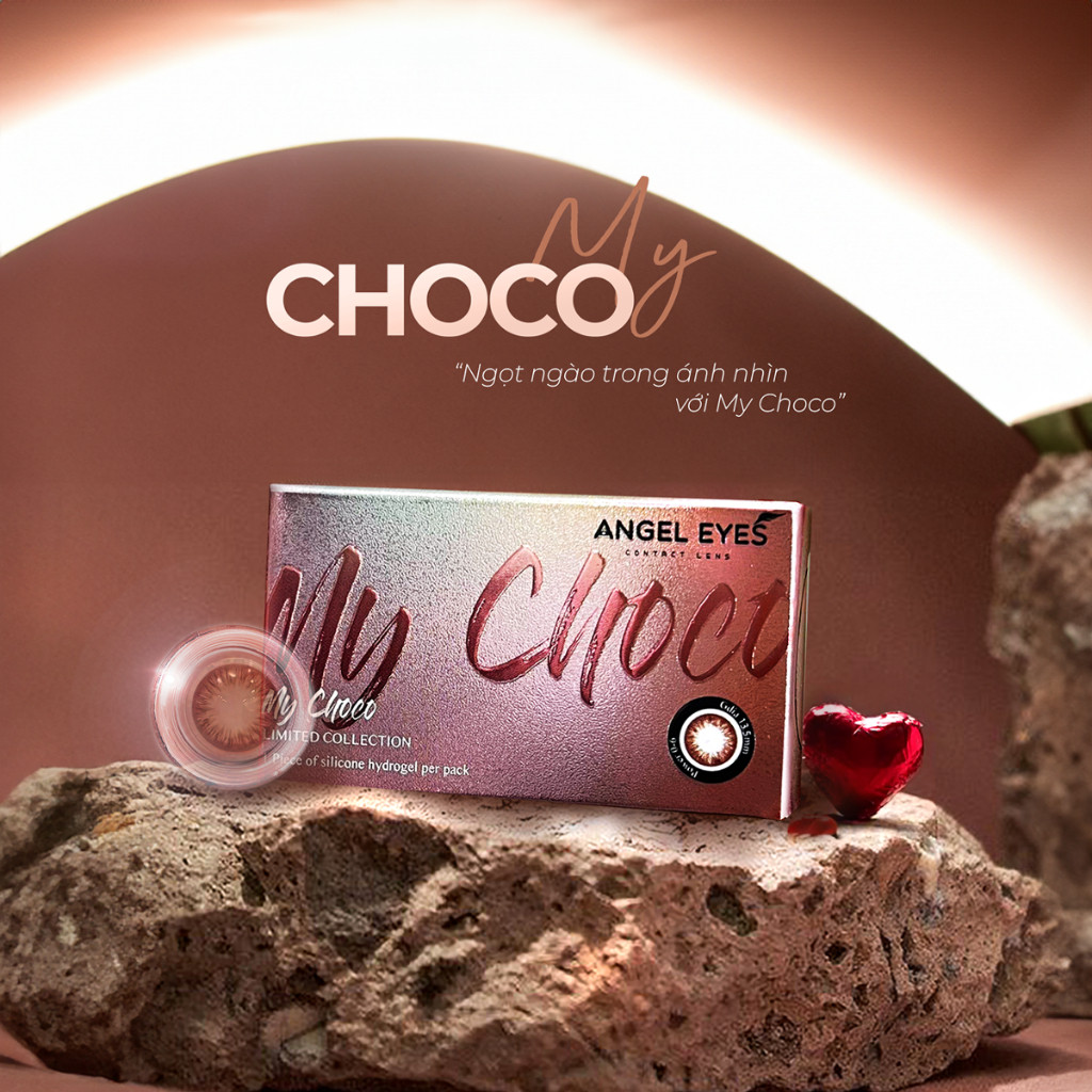 Lens cận nâu tự nhiên MY CHOCO 💥HÀNG CAO CẤP💥 Kính áp tròng có độ cận từ 0-8, chất liệu Silicone êm mắt, đường kính 13.5