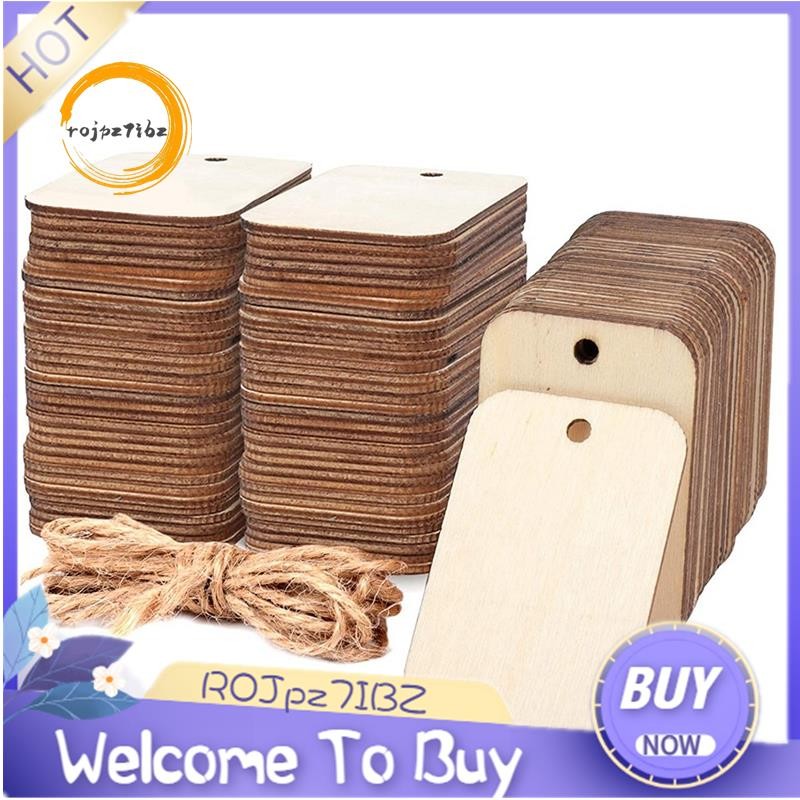 100 Chiếc Trống Vuông Miếng Gỗ Chưa Hoàn Thành Góc Tròn Bằng Gỗ Cắt Cho DIY Thủ Công Dự Án Khắc Trang Trí