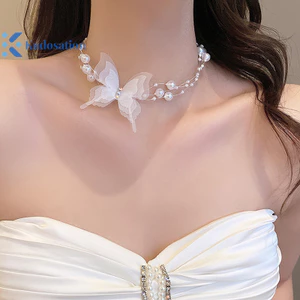Kudosation Ngọc Trai Trắng Vòng Cổ Choker Cho Nữ Ngọt Ngào Giả Ngọc Trai Xương Đòn Dây Chuyền Cổ Vòng Cổ Trang Sức Cưới Quà Tặng