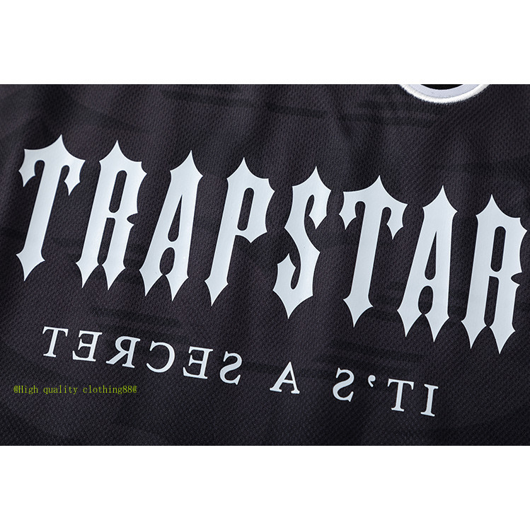 * * * * Chất lượng cao * * * Phong cách mới 608 #Trapstar Áo thun cổ tròn ngắn tay in hình Cotton nguyên chất