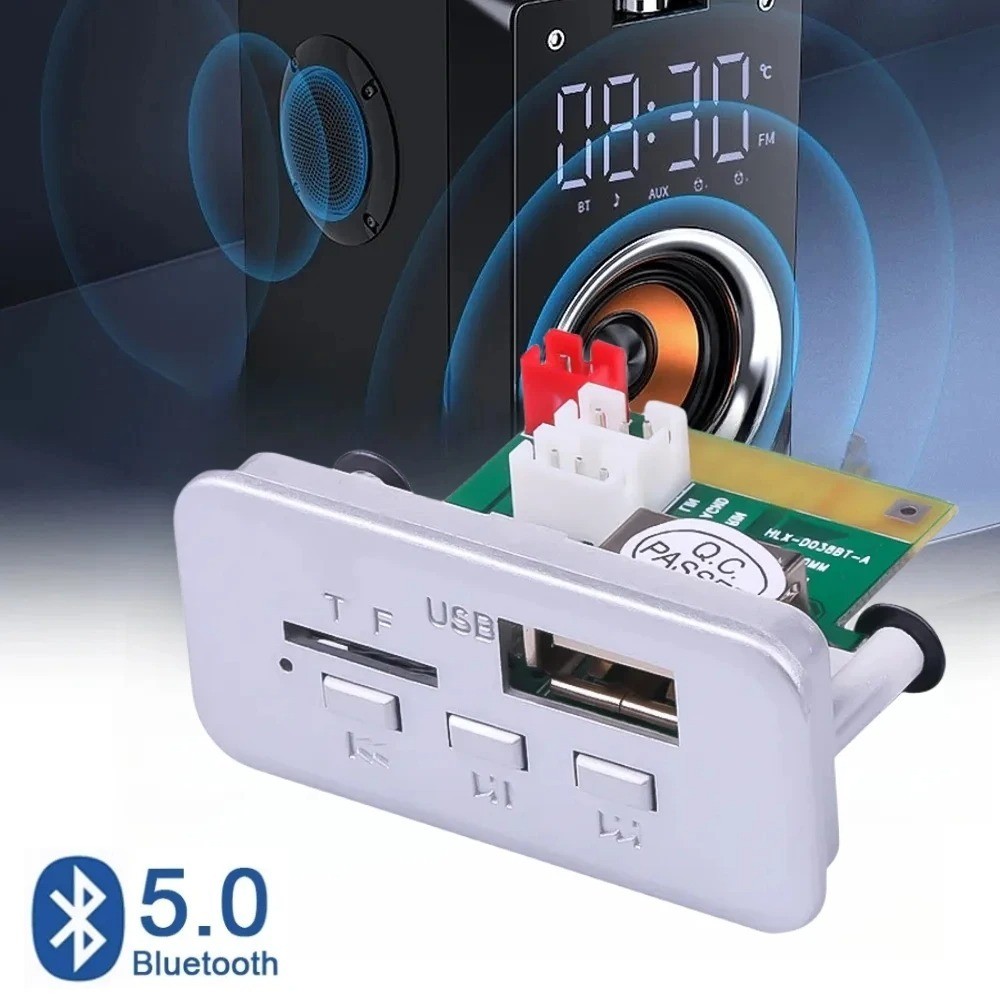 Bảng giải mã Bluetooth DC 12V 5.0 Máy nghe nhạc MP3 Định dạng không mất Bộ giải mã nhạc Mô-đun hỗ trợ USB FM TF AUX Đài phát thanh xe hơi
