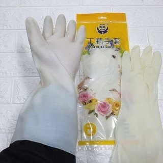 Găng Tay Cao Su Siêu Dai Rửa Bát Hoa Hồng Loại Dài Chống Trơn Trượt Rửa Chén Không Mùi Giá Rẻ Đủ Size