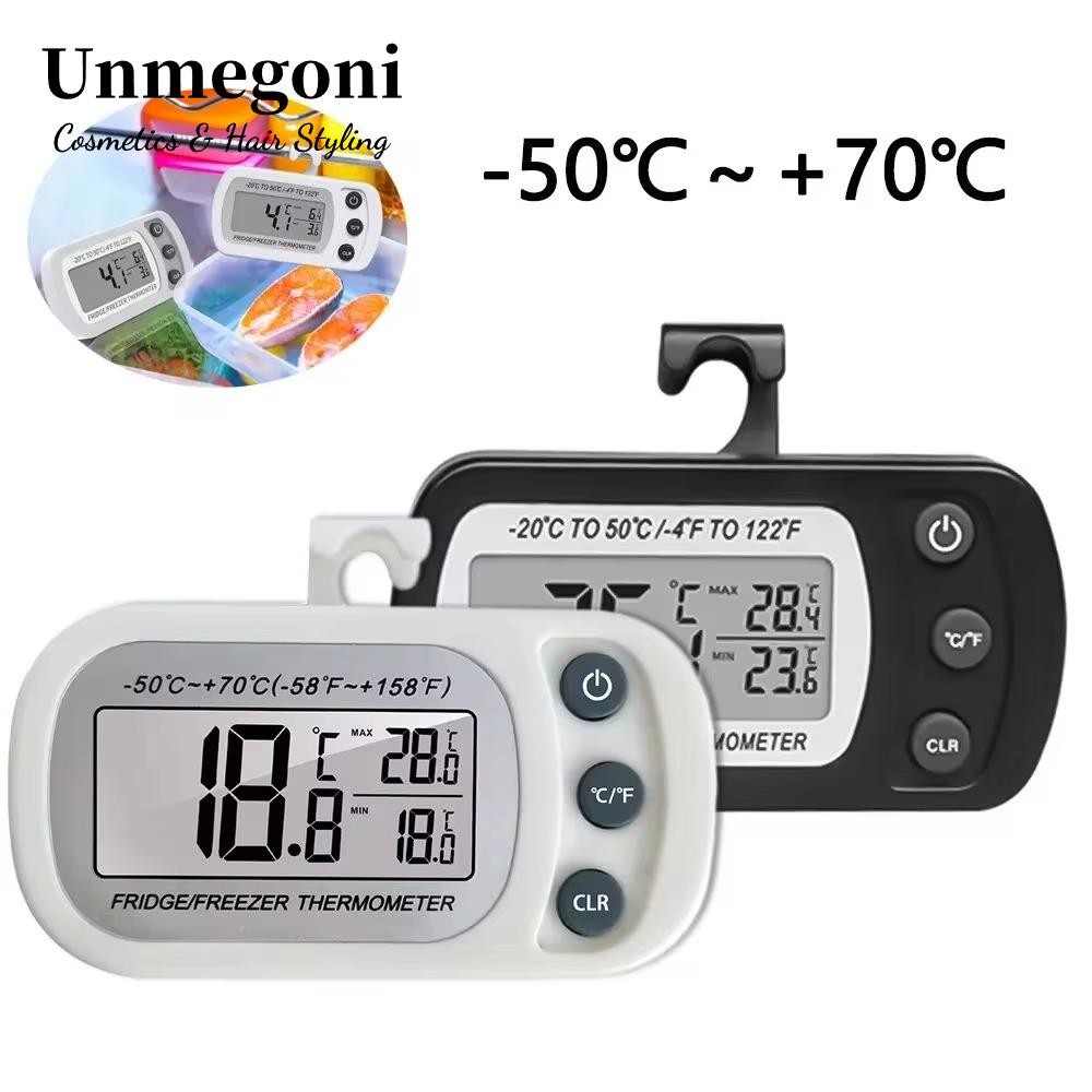 Nhiệt kế tủ lạnh UNMEGONI, Màn hình LCD có móc Nhiệt kế kỹ thuật số, Phụ kiện nhà bếp Màn hình nhiệt độ tủ lạnh đa chức năng chống ẩm