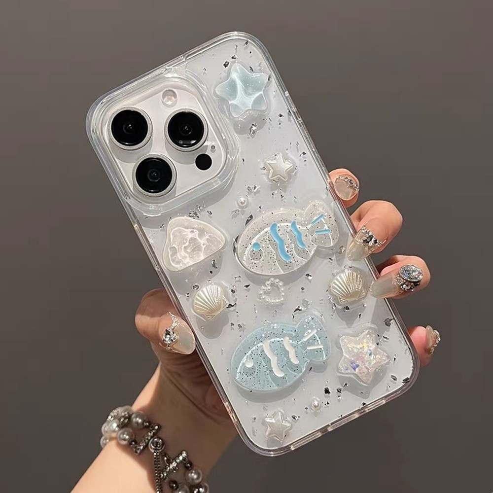 Vỏ Lập Thể Sao Cá Nhựa Ốp Lưng Điện Thoại iPhone 17 Pro Max 17 Air 16 Plus 15 14 13 12 11ProMax Bảo Vệ Toàn Diện Vỏ Bảo Vệ Chống Sốc