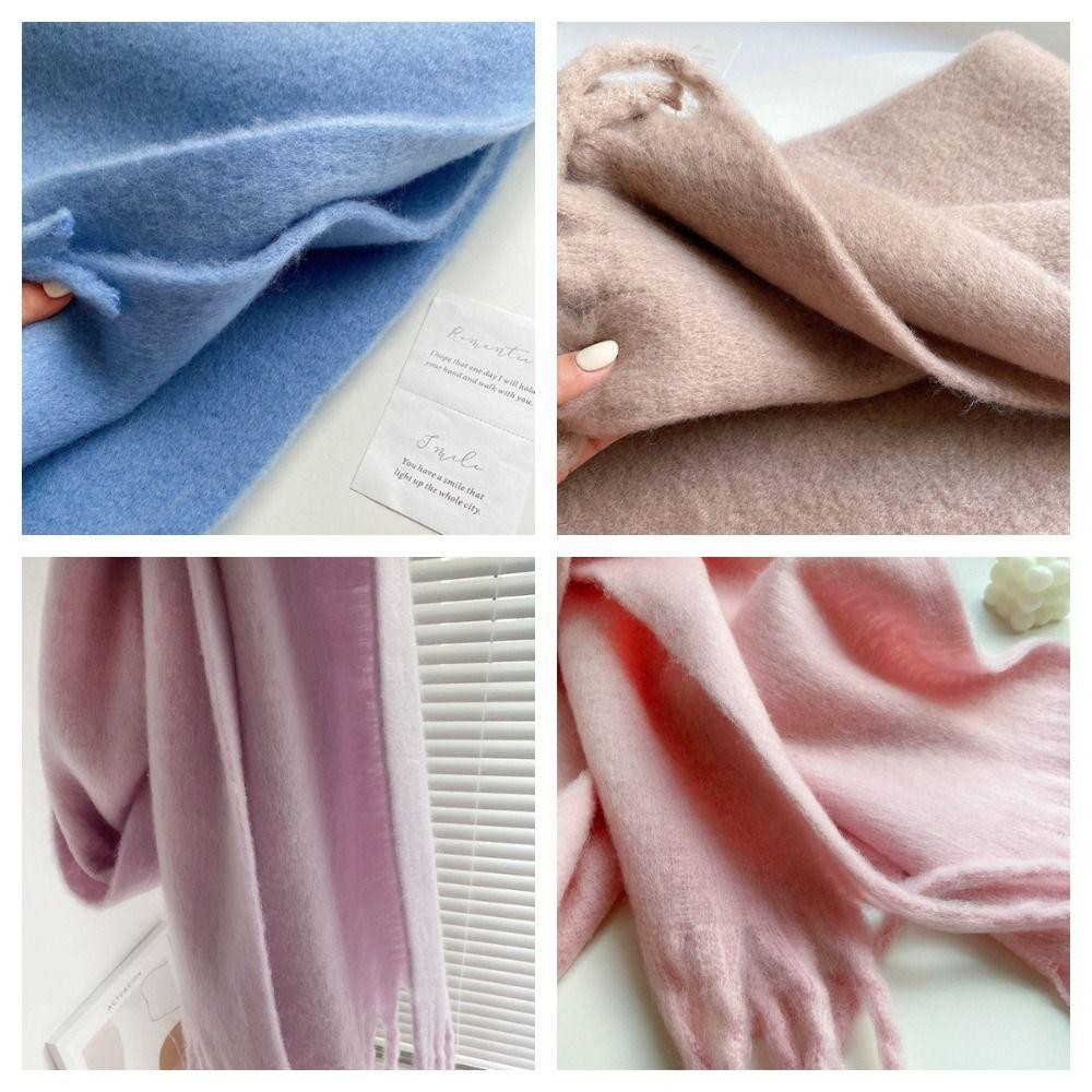 Khăn choàng Cashmere mùa đông EBINLANDS, Khăn quàng cổ dài Mohair ấm áp, Khăn choàng mềm màu trơn dày thời trang quấn nữ