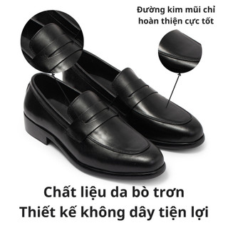 Giày da bò nam dáng lười chính hãng FTTLeather, giày tây công sở pennyloafer đế phíp lịch sự  F638