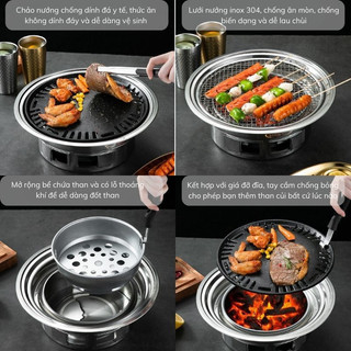 Bếp Nướng Than Hoa Không Khói Bunnies House BBQ Ngoài Trời Size 35cm và 40cm, Hoàn Hảo Cho Tiệc Nướng