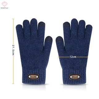 [Pcwkkef] Găng tay len cảm ứng mùa đông, co giãn, cổ điển, full ngón, giữ ấm, dùng khi đạp xe, lái xe