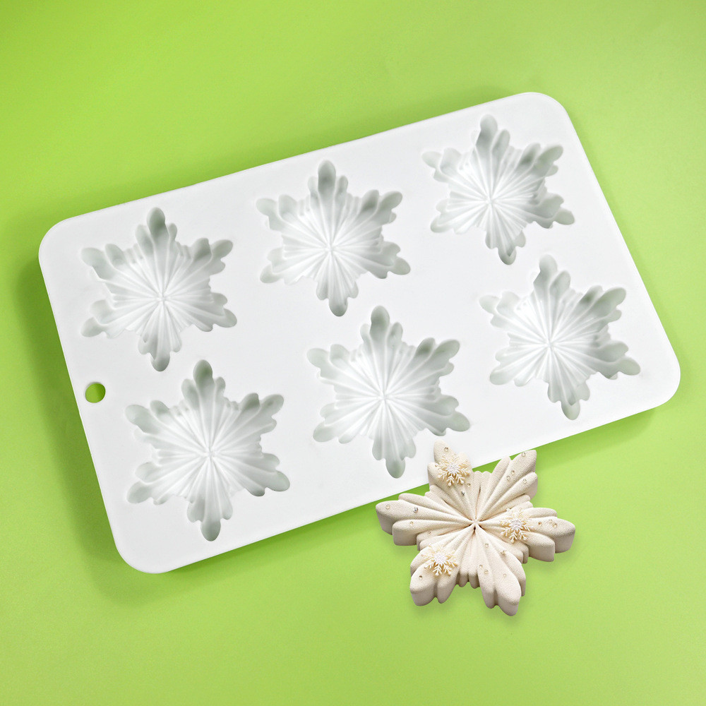 6 Khoang Bông Tuyết Mousse Bánh Khuôn Silicon Giáng Sinh DIY Khuôn Socola Bánh Nướng Trang Trí Dụng Cụ