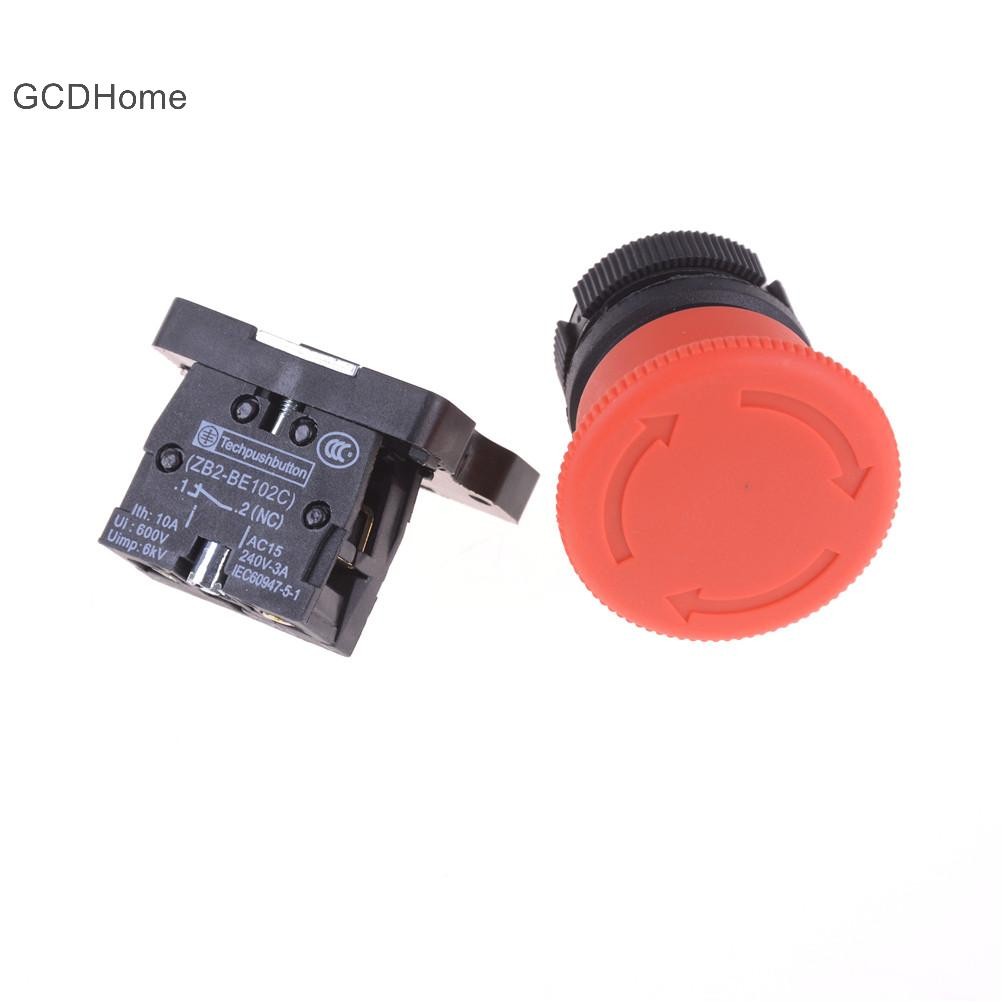 Gcdhome 1 Pc XB2-ES542 22mm NC Nút nhấn khẩn cấp nấm đỏ HOT