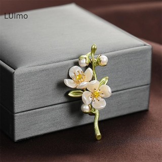 Luimo Vintage Tính Khí Xanh Hoa Nhài Thổ Cẩm Dành Cho Nữ Cây Hoa Ngọc Trai Xòe Chống Tiếp Xúc Pin Phụ Kiện Món Quà Trang Sức SBS