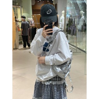 Hiixiivi [Mới 100% Cotton] Áo thun dài tay Oversize Nữ Baggy Áo dáng rộng dành cho nữ Áo Ootd 2025 độc đáo