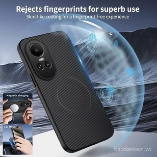 Kết Cấu Kim Loại Sang Trọng Từ Tính Sạc Không Dây Ốp lưng Oppo Reno 12 13 Pro 12F 13F Reno13F Reno13Pro 4G 5G Vỏ Họa Tiết Sợi Carbon Cứng PC Ốp Lưng Chống Sốc