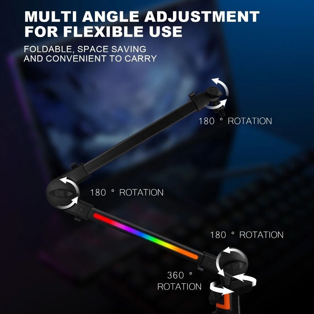 AWNGD Micro Boom Arm, Giá đỡ Mic chắc chắn đa năng, 360 cấp chuyên nghiệp° Giá đỡ máy tính để bàn tay có thể điều chỉnh xoay Phát trực tiếp