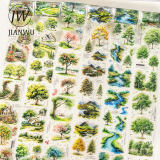 JIANWU 65mm * 200cm Phong Cảnh Cây Series Vintage Cây Phong Cảnh Chất Liệu Cắt Băng PET Tạp Chí Sáng Tạo Sổ Lưu Niệm Văn Phòng Phẩm