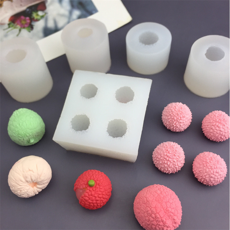 3D Lychee Series Khuôn Silicon Trái Cây Mousse Bánh Khuôn DIY Thạch Cao Thơm Nến Khuôn Socola Trang Trí Bánh Khuôn DIY Dụng Cụ Nướng Bánh