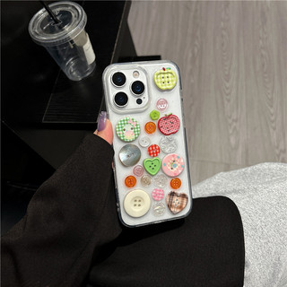 Vỏ điện thoại nút chặn màu epoxy macaron thời trang cho iPhone 16 15 14 13 11 12 Pro Max