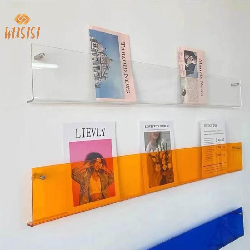 [WUSISI] Giá lưu trữ tạp chí trang trí tường Acrylic trong suốt Sách ảnh trẻ em Báo hồ sơ Kệ treo tường MỚI