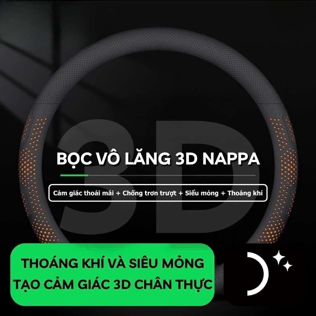 Bọc Vô Lăng, Tay Lái Ô Tô 3D Da Nappa Cao Cấp - Honda, Ford, Hyundai, Mazda, Mitsubishi, ...