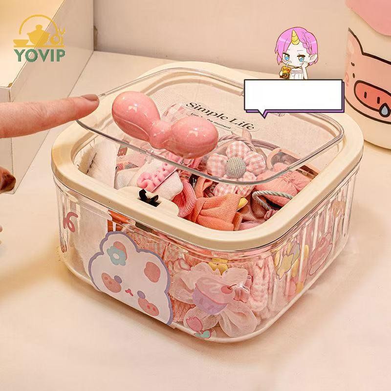 YOVIP Phụ Kiện Trong Suốt Hộp Sắp Xếp Hộp Bảo Quản Đa Năng Dây Buộc Tóc Trang Sức Phòng Tắm Để Bàn Có Sắp Xếp Lưu Trữ VN