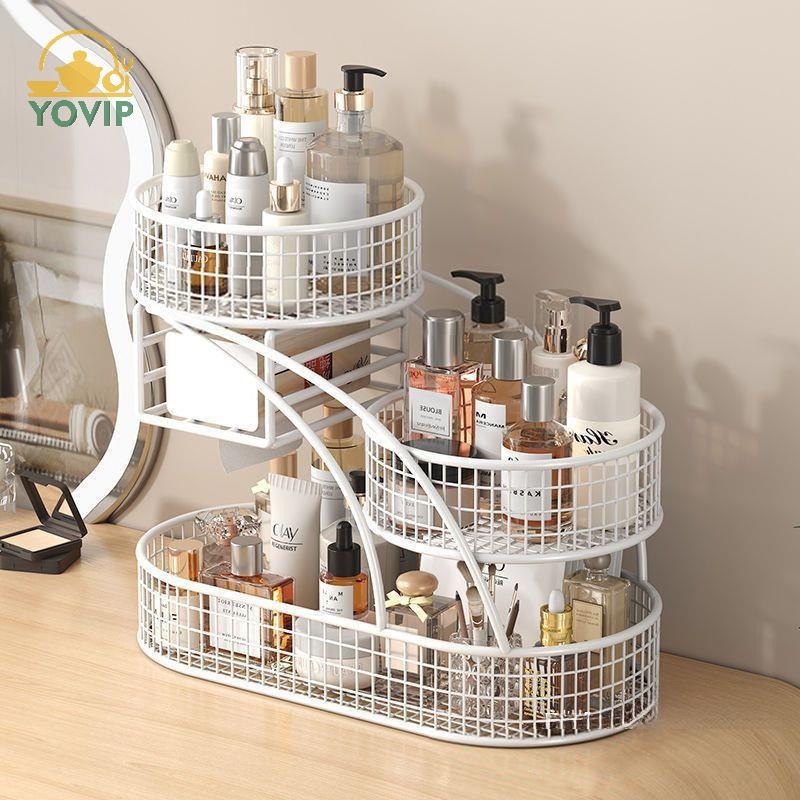 YOVIP 1 Nhẹ Sơn Kim Loại Hộp Đựng Mỹ Phẩm Lắp Đặt Trang Điểm Giá Để Đồ Trang Điểm Hiện Đại Vanity Kệ Để Bàn VN