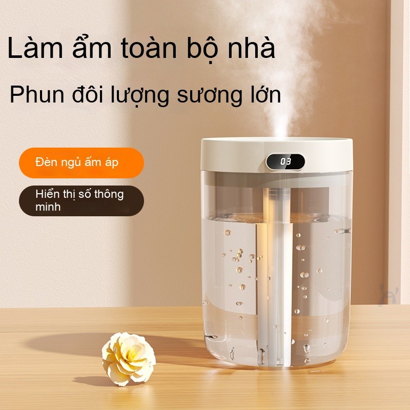 Máy phun sương tạo ẩm dung tích lớn, 2 vòi phun, công nghệ siêu âm không ồn, kết nối USB - Lọc sạch không khí gia đình