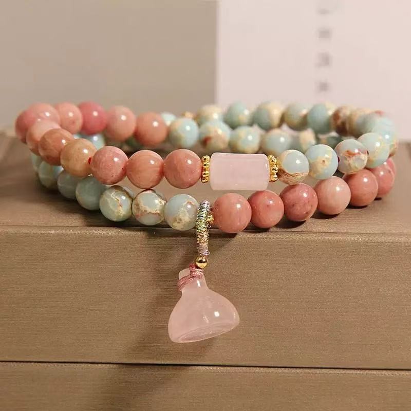 Vòng tay nữ đá núi rhodolite phong cách Trung Quốc, thiết kế sang trọng và tinh tế