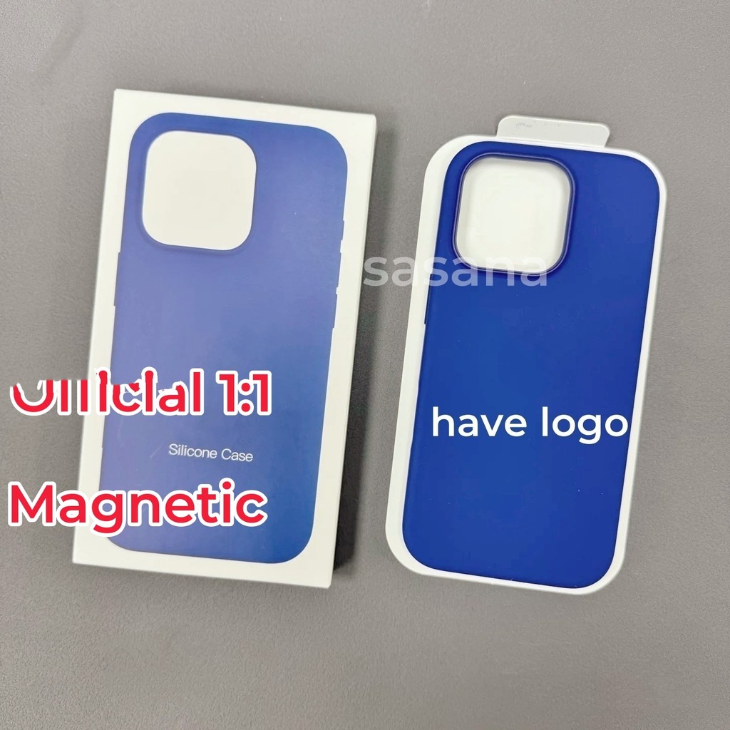 Màu xanh từ tính Silicone lỏng cho iphone 16 / 15 / 14 / 13 / 12 / Pro / Pro Max / plus / mini Vỏ điện thoại chất lượng cao Hoạt hình bật lên